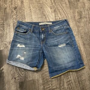 refuge Medium Wash Distressed Jean Shorts